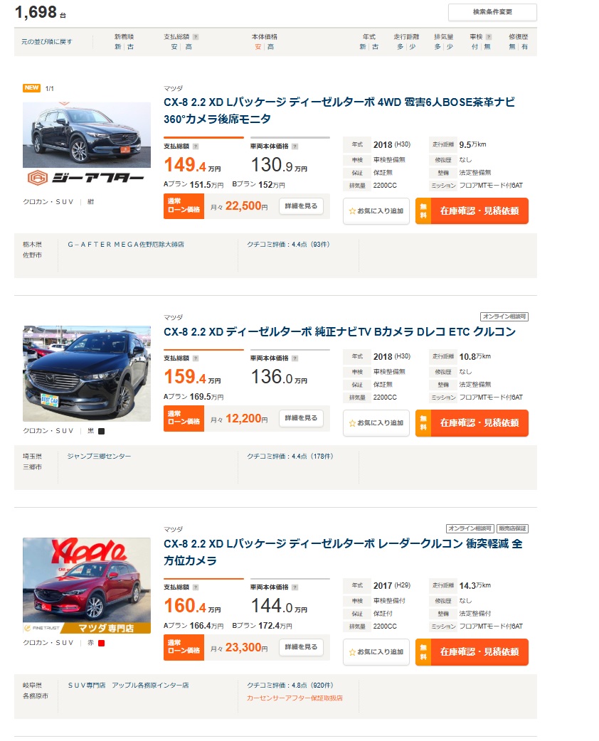 cx8のカーセンサーの価格